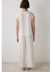 Penti Bloom Printed Ecru Trousers