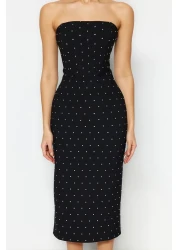  Collection فستان سهرة أسود ببطانة من الحجر اللامع فستان سهرة أنيق TPRSS23EL00476