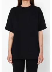  Collection Black Oversize Spanish Leg T-shirt and Trousers Set - 100% Cotton TWOSS24AU00059