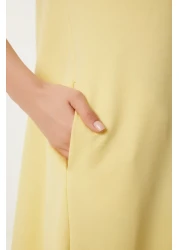 Lovelyİstanbul Yellow Knitted Summer Dress - A-Line Lub0005