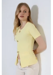 Butik Beyza بلوزة ليكرا بأزرار شمسية