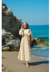 LOCCO Women's Lined Tulle Dress Beige