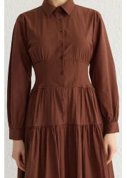  Modest Dark Brown Elastic Waist Dress Tctss25Eb00016