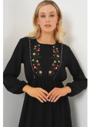 Bigdart Women's Embroidered Long Hijab Dress 2550 - Black