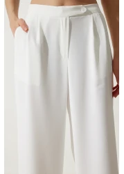Happiness İstanbul Women's Off-White Loose Palazzo Trousers RV00191