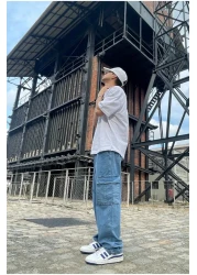 serline Ice Blue Baggy Cargo Pants