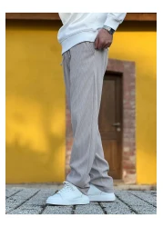 ElitWear Men's Comfortable Fit Ribbed Fabric Relaxed Trousers