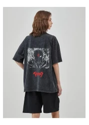 Köstebek Anime Berserk Vintage Short Sleeve Unisex Smoked T-shirt
