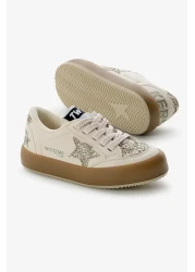 Tonny Black Children's Unisex Cream Thermo Sole Star Detailed Lace-Up and Velcro Sports Shoes