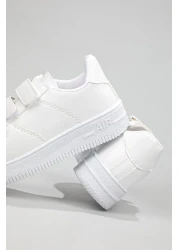 Beınsteps حذاء رياضي Air Sole مريح للتنفس باللون الأبيض والأبيض للأطفال Air V2