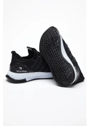 PowerSpeed Children's Unisex Black White Comfortable Fit Striped Lace-Up Sports Shoes