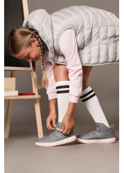 Jump 27758 Velcro High Top Gray - Salmon Pink Girl's Sneaker Casual Sneakers