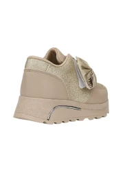 Nstil حذاء رياضي بناتي بيج - فيلكرو، لامع وسميك بفيونكة عالية الحجر 143