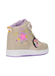 İmerShoes Beige Sneakers for Girls - Comfortable Sports Shoes with Rubber Laces and Velcro High Tops 3260