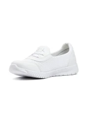 NHA White Women's Children's Slip-On Easy-To-Wear Daily Walking Ballerina Shoes