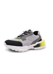 kids A more Boy's Black Sneakers - Wolf Air Mesh and Vegan Leather