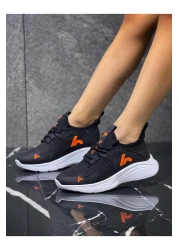 homiro Lace-Up Unisex Children's Sports Shoes-Black-Orange