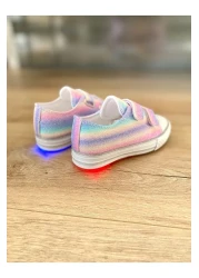 NS Little Girl's Rainbow Sneaker Sports Shoes, 31-35 Lightless(WIDE MOLD)