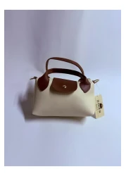 Judour Bags Cream Women's Faux Leather Handle Small Size Hand and Shoulder Bag