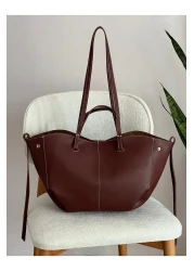 nura حقيبة يد وكتف بولين نسائية باللون العنابي