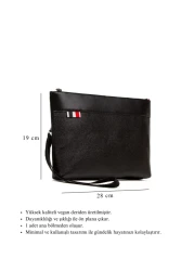 CERFF LEATHER CLUP حقيبة يد جلدية نباتية حقيبة حزام المعصم الأسود