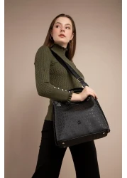 Just Polo Large Size Daily Women's Shoulder Bag - 4 Compartments, Back Pocket, Hand Knitted, Wallet Gift 33X26 cm 2180