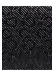 Calvin Klein Black Leather Shoulder Bag with Ck Monogram Logo - Adjustable Strap K60K 612853 -0Gj