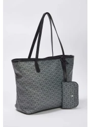  Shoes Dark Anthracite Puppy Geometric Pattern Women Maxi Tote Shoulder Handbag Takss25Oc00061