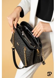 Just Polo Original Women's 3 Compartment Luxury Soft Leather Adjustable Cross Strap Chain Detail Hand Shoulder Bag