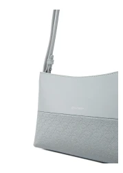 Calvin Klein Women's Zippered Shoulder Bag with Ck Monogram Extra Interior Compartment and Adjustable Strap Gray