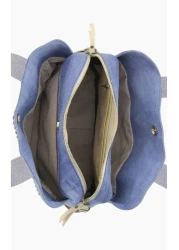 QUB CLUB Women's Casual Multi-Eye Postman Shoulder Genuine Leather Denim Bag