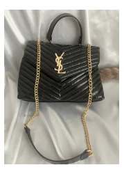 ÇANTA Gold Detail Patent Leather Stylish Women's Handbag