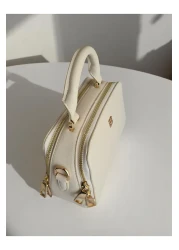 Classbag Women's Cream Quality Two Zipper Card Holder Detailed Hand and Shoulder Bag