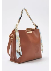  Shoes Tan Chain Scarf Detailed Cross Strap Women's Shoulder Bag Takss25Oc00053