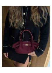 Tina İstanbul Claret Red Mini Nubuck Bag - Belt Detailed