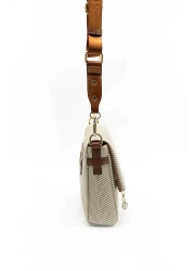 Silver Polo Taba Sp963 - Women's Crossbody Bag Beige and Silver Detailed