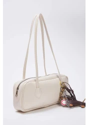 Shoes Women's Mini Bowling Shoulder Bag with Beige Dog and Baseball Figures Charm Detail Takss25Oc00021