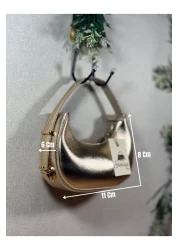 SİNİSA BAG Women's Metallic Mini Adjustable Handle Evening Dress Bag (Mini Size Available)