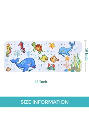 Tubozadi Baby Bath Mat for Tub Kids Non Slip Bathtub Mats Baby Extra Long 40X16 Inch Bathroom Toddler Anti Slip Shower Mat with Suction Cups Drain HolesMachine WashableWhale