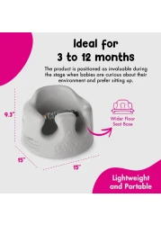 Bumbo Baby Floor Seat Portable Infant Sit Up Activity Eating Chair Cool Grey