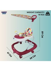 Lovely Baby Foldable Kids Walker LB 581HC with Adjustable Height, Music & Toys, Rotating Wheels, Handle, Foldable Safe Activity Walker for Toddlers, Small Infant Boy Girl 6-18 M - Pink