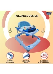 Lovely Baby Foldable Kids Walker BW10 with Adjustable Height, Musical Toys, Rotating Wheels, Comfortable &amp; Safe Activity Walker for Toddlers, Small Infant Boy Girl 6-18 months - Blue