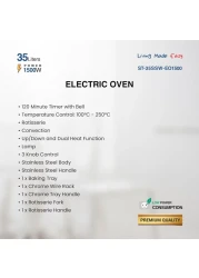 STAR TRACK 35L Electric Oven with Rotisserie, Convection, 120-Min Timer, Temperature Control, Up/Down and Dual Function, 3 Knob Control, 5 Baking Accessories, Stainless Steel Body and Handle, 1500W