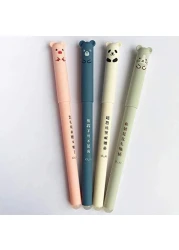 bouti1583 4 Pcsset Kawaii Pig Bear Cat Mouse Erasable Gel Pen School Office Supplies Stationery Gift 035mm Black Ink Black Ink Color