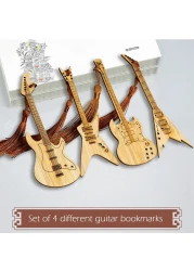 wocoxo Handmade Natural Bamboo Bookmark with TasselsUnique Vintage Style Reading Page Markers Bookmarks 4PCS Guitar Style