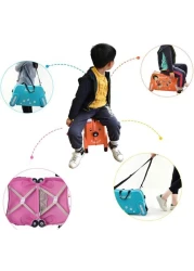 Children&#39;s Ride-On Suitcase with Wheels - Cute Cartoon Rolling Luggage for Kids, Travel &amp; Outdoor Fun(Blue)