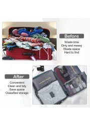 6pcs/set Lightweight Travel Bags Men and Women Cubes Gray