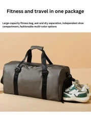 Mei Homecenter Large Capacity Unisex Sports Gym Travel Duffle Bag with Shoulder Strap, Silver