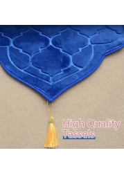 Embossed Dome Style Prayer Mat Blue Anti-Slip Velvet Top Islamic Prayer Mat New Design Sajadah Padded Prayer Rug for Men Women Eid Gift Ramadan 70x110 cm