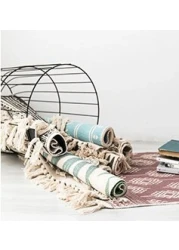 سجادة Mei Homecenter ذات طراز عرقي منسوجة يدويًا بشرابة لغرفة المعيشة وغرفة النوم، أزرق فاتح (مقاس 60 × 90 سم)